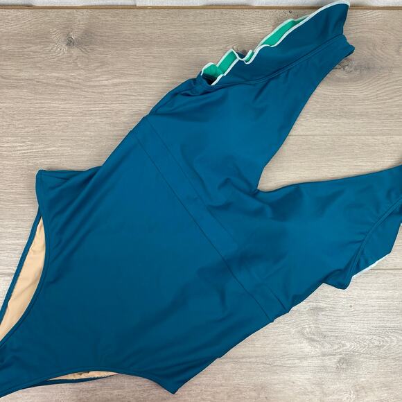 Summersalt Green Seaglass&Seaweed The Ruffle Backflip Swimsuit Sz.10 - Picture 5 of 15